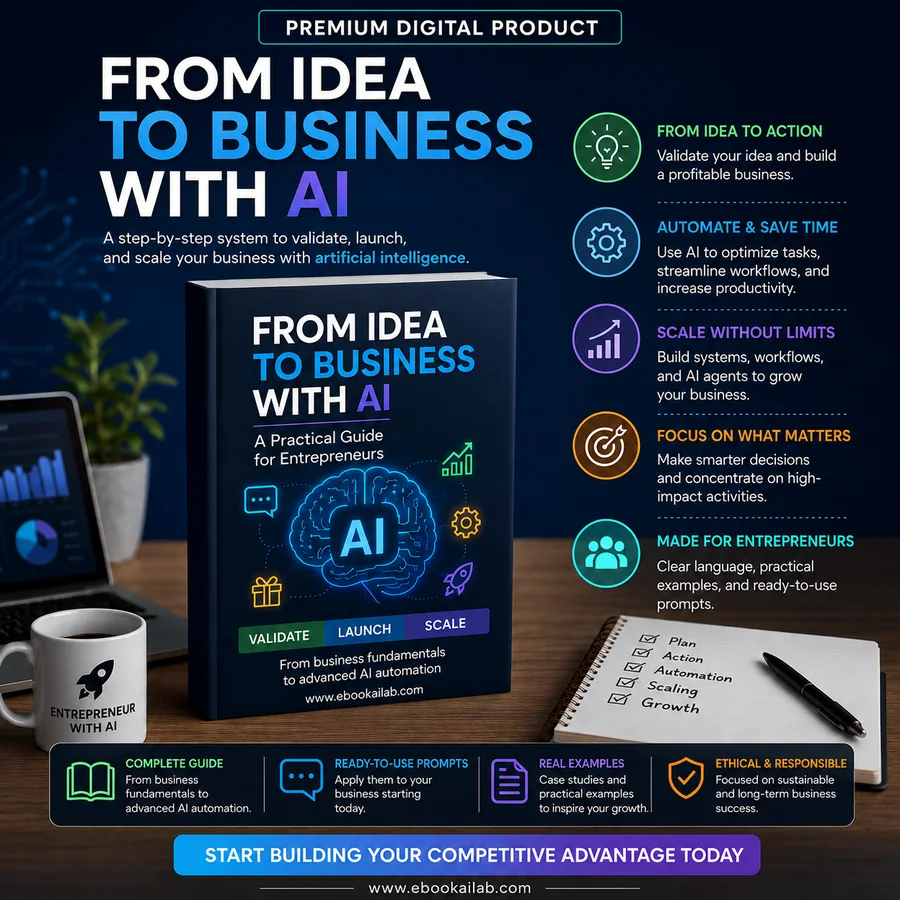 Square promotional image of the From Idea to Business with AI ebook